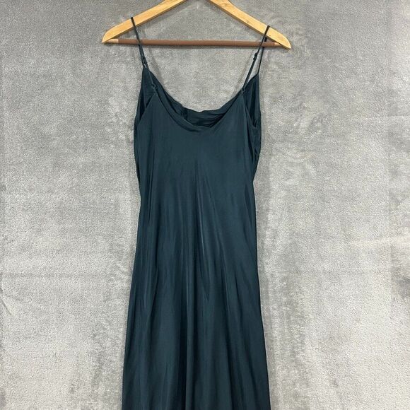 Zara Women's Emerald Green Cowl Neck Slip Satin Midi Dress Sleeveless Size Small - Picture 6 of 8